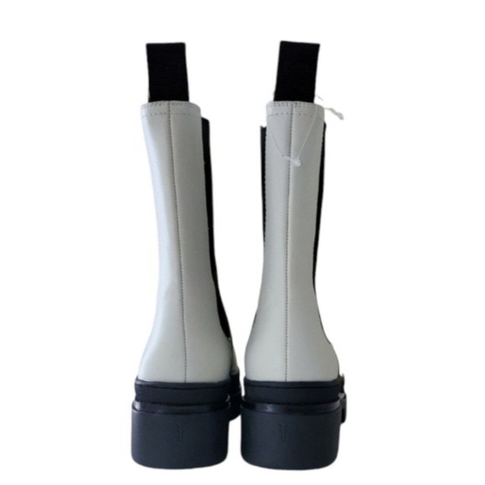 Frye Chelsea Platform Boots Off White Leather Black Accents Lug Sole Size 7 new - Picture 4 of 14